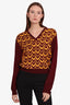 Prada Burgundy/Yellow Wool Chevron Sweater Size 46