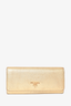 Prada Gold Saffiano Leather Wallet w/ Pink Interior