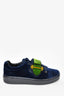 Prada Navy Blue Velvet Green Buckle Sneakers Size 38.5