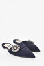 Prada Navy Suede Pointed Toe Embellished Detail Flats Size 36.5