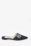 Prada Navy Suede Pointed Toe Embellished Detail Flats Size 36.5