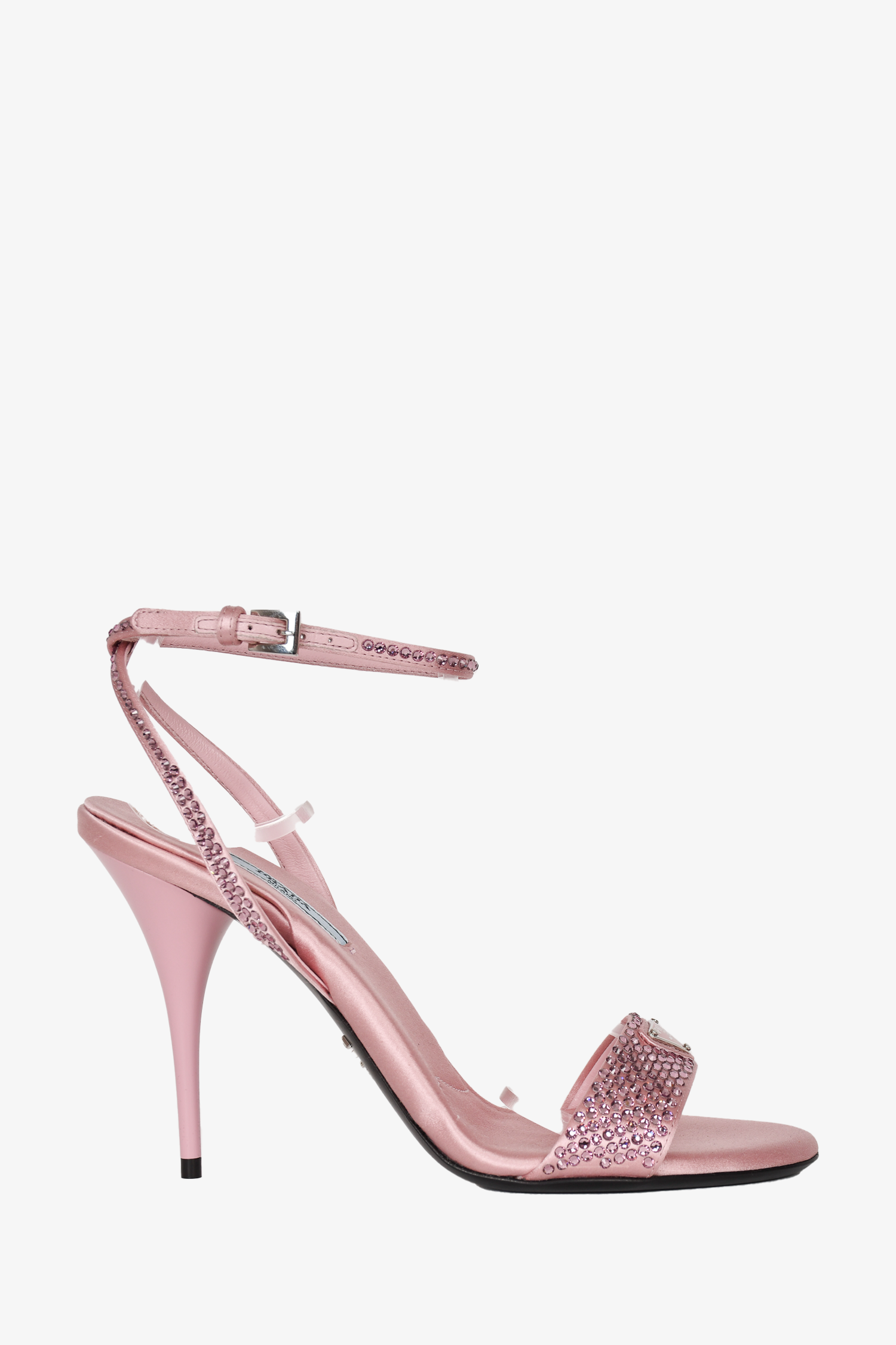 Prada Pink Satin Crystal Embellished Heels Size