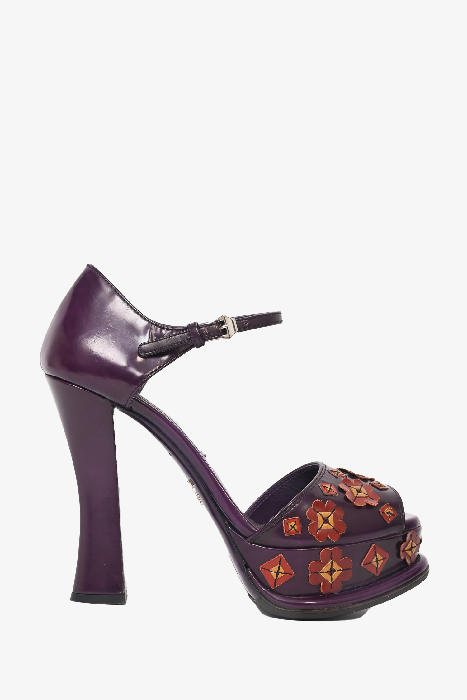 Prada Purple Flower Embroidered Platform Heels Size 36.5 – Mine