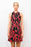 Proenza Schouler Black/Red Printed Crossover Front Sleeveless Dress sz 2