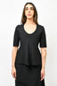 Proenza Schouler Black Knit Top w/ Dotted Laser Cut Detailing + Skirt Set sz M