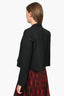 Proenza Schouler Black Virgin Wool Blend Satin Lapel Cropped Tuxedo Jacket sz 4