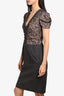 Red Valentino Black/Grey Lace V-Neck Short-sleeve Dress Size 42