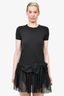 Red Valentino Black T-Shirt With Tulle Bow Detail Dress Size M