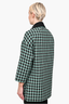 Red Valentino Green Check Wool Coat Embellished Collar Size 38