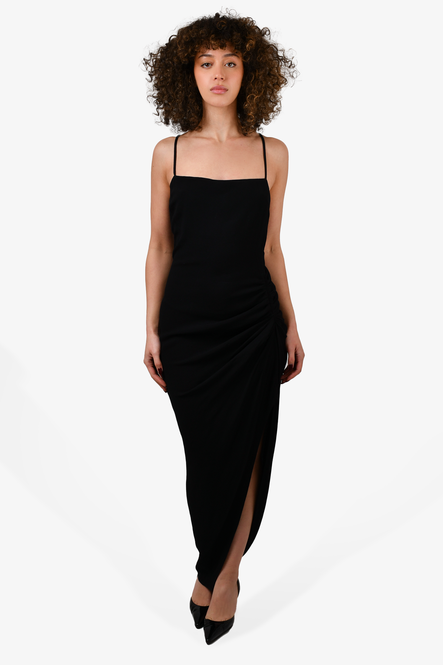 Reformation Black Sleeveless Ruched Maxi Dress Size 6 – Mine & Yours