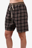 Rick Owens Beige/Black Wool Checkered Drawstring Shorts Size 40