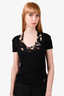 Roberto Cavalli Black Top with Patterned Trim Size 44