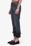 Roberto Cavalli Blue/Brown Denim Jeans with Leather Stitched Size 38