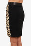 Roberto Cavalli Leopard Print Pony Hair Midi Skirt Size 42