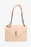 Saint Laurent Beige Grained Leather Medium Quilted Envelope Bag