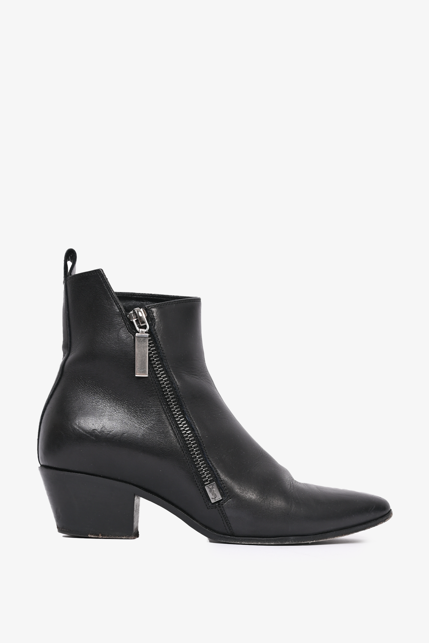 靴 2018ss Saint Laurent side zip boots Saint Laurent Black Leather Asymmetrical Boots Size 35.5 – Mine