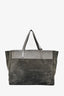 Saint Laurent Grey Suede/ Leather Silver Studded Large Tote with Pouch