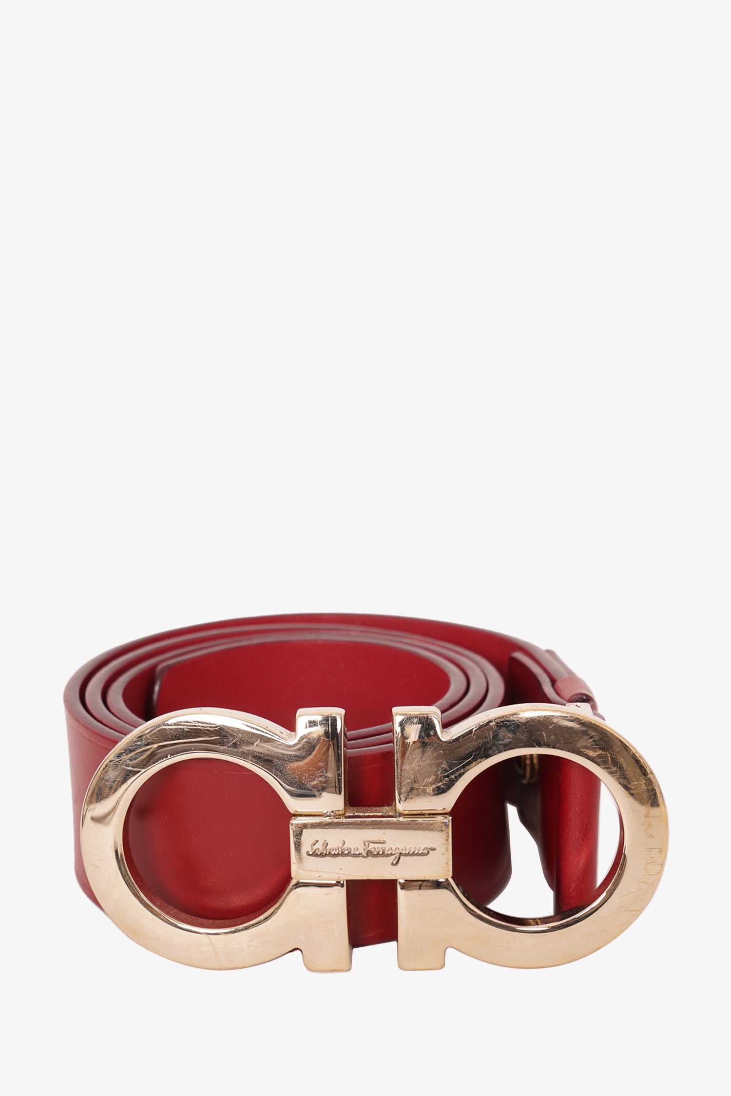 Real Ferragamo Belt All Red Salvatore Ferragamo Red Leather Gold