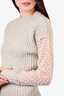 See by Chloe Grey Knit Floral Mesh Detailed Sweater Size XS