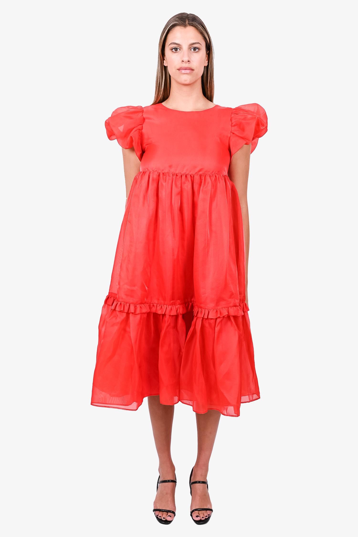 Selkie Red 'Head In The Clouds' Puff Midi Dress Size S – Mine & Yours