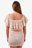 Spell Cream Crochet Ruffle Front Tie Top + Matching Mini Skirt Size XS
