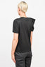 Stella McCartney Black Cotton T-Shirt with Single Ruched Nylon Sleeve Size 42