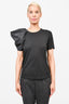 Stella McCartney Black Cotton S/S T-Shirt w/ Single Ruched Nylon Sleeve sz 42