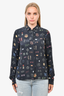 Stella McCartney Black Multicoloured Printed Silk Button-Up Shirt sz 40
