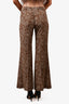 Stella McCartney Brown Paisley Printed Silk Wide Leg Trousers Estimated Size L