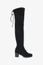 Stuart Weitzman Black Suede Knee High Block Heel Boots Size 7.5