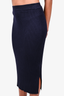 The Row Navy Silk/Cotton Ribbed Mxi Skirt Size S
