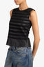 Theory Black Leather Striped Sleeveless Top Size 2