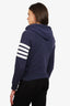 Thom Browne Navy Cotton Striped Zip-Up Sweatshirt Size 0