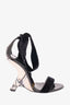 Tom Ford Black Velvet Mother of Pearl Sandals Size 38.5