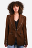 Tom Ford Brown Virgin Wool Blend Zipper Detail Blazer Jacket Size 42