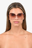 Tom Ford Gold Framed 'Nickie' Criss Cross Oversized Sunglasses