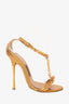 Tom Ford Gold Mirror Calfskin Ankle Chain Strap Sandals Size 39.5