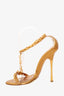 Tom Ford Gold Mirror Calfskin Ankle Chain Strap Sandals Size 39.5