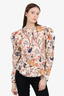 Ulla Johnson White/Multicolour Floral Print Puff Sleeve Blouse Size 6