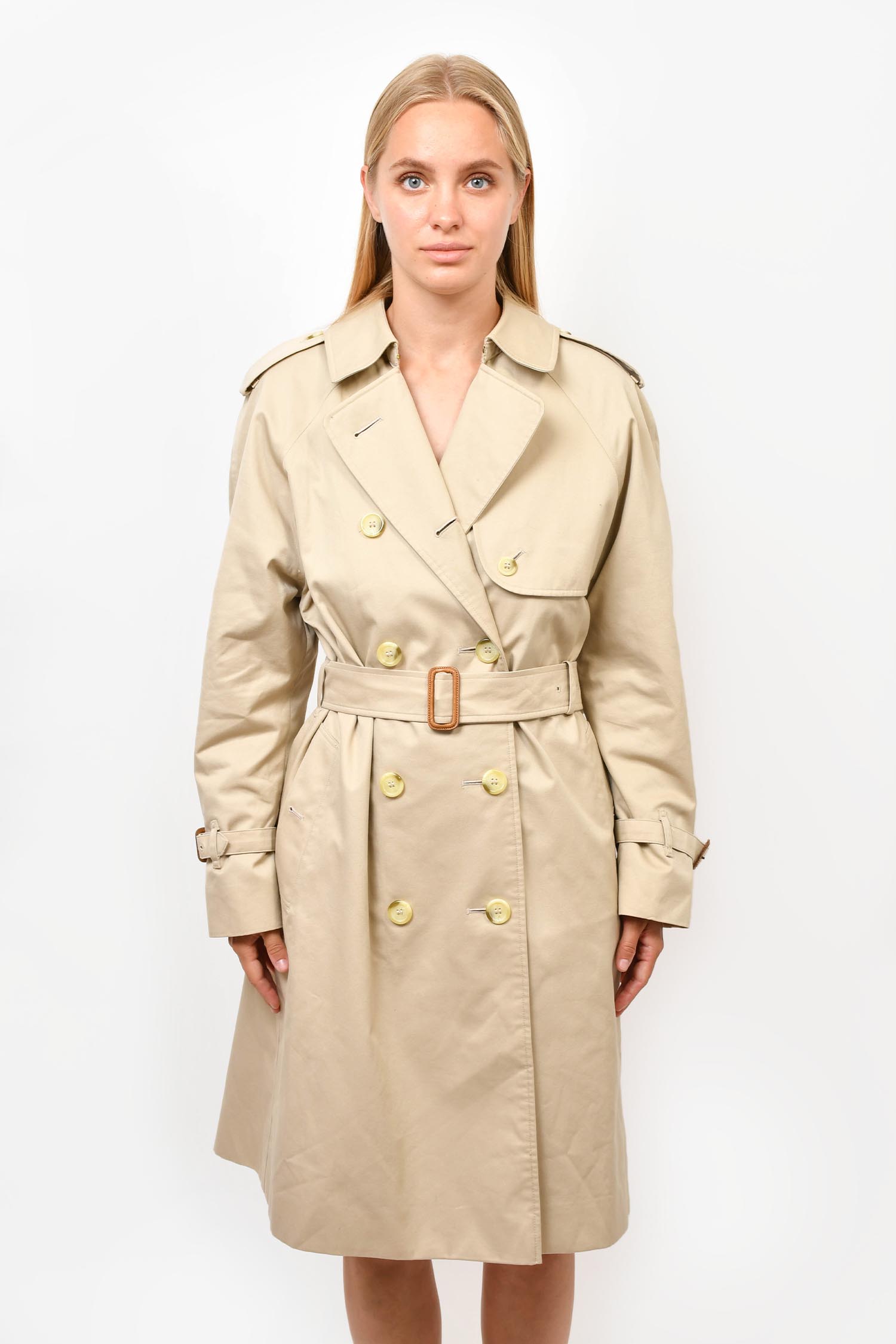 VIntage Burberry Brown Double Breasted Belted Trench Coat