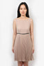Valentino Beige Wool Pleated Sleeveless Mini Dress Size 6