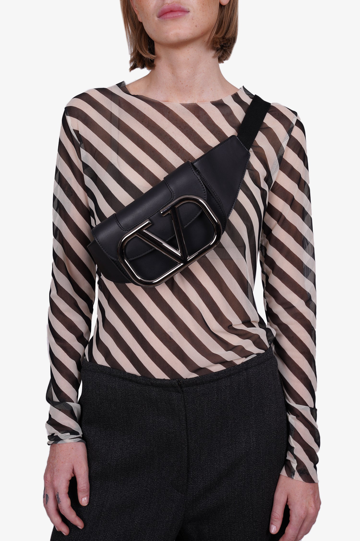 Valentino Black Leather 'Supervee' Belt Bag – Mine & Yours