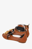 Valentino Brown Leather V-Logo Wrap Sandals Size 39