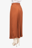 Valentino Burnt Orange Silk Pleated Maxi Skirt Size 38