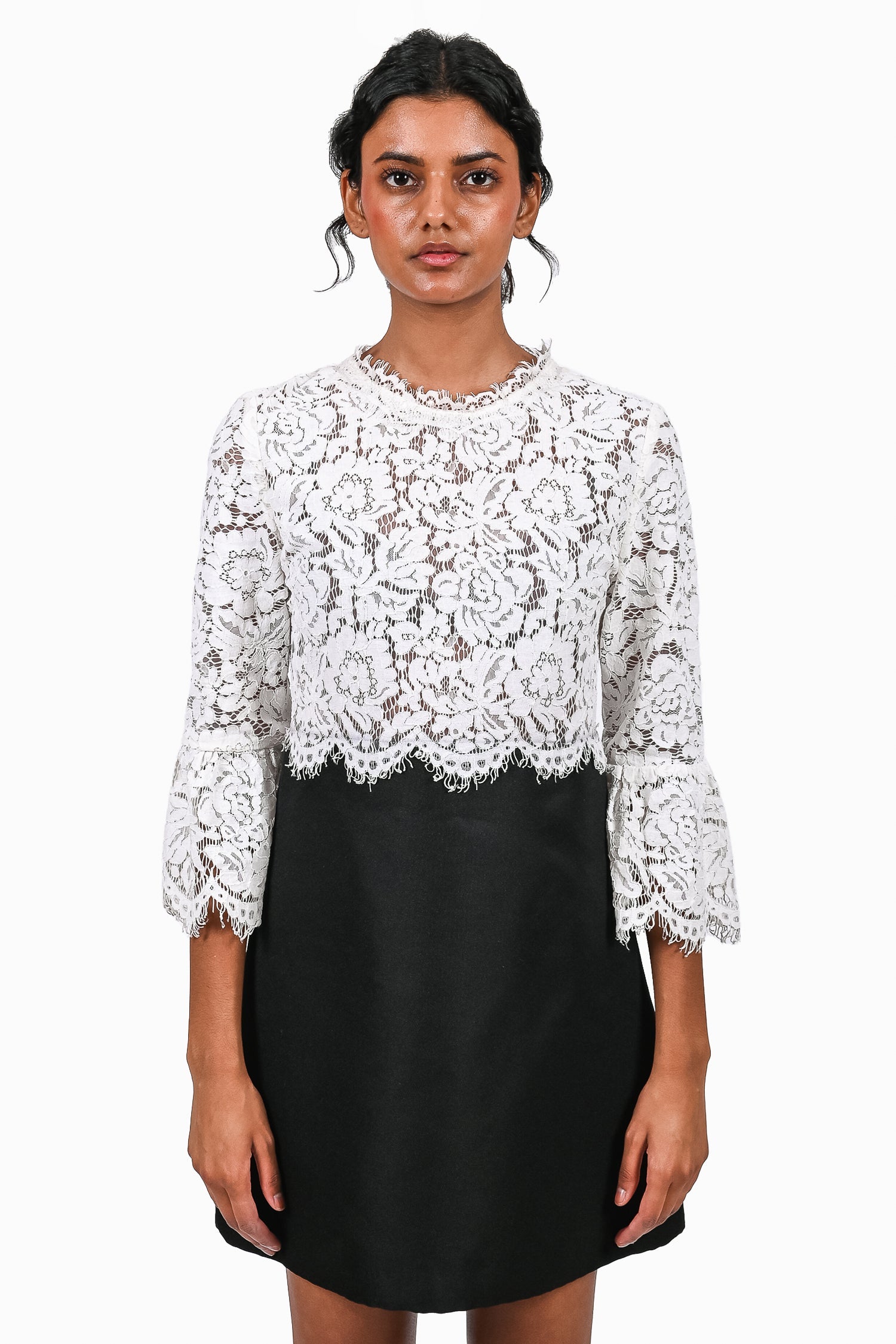 Valentino White/Black Lace Colour Block Dress Size 38 – Mine & Yours