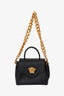 Versace Black Leather Chain-Link La Medusa Top Handle Bag with Strap