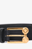 Versace Black Leather/Fabric Medusa Buckle Belt Size 38