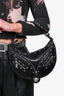 Versace Black Leather Studded 'Repeat Hobo' Bag