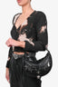 Versace Black Leather Studded 'Repeat Hobo' Bag