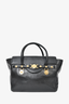 Versace Black Leather 'Medusa Medallion Satchel' Top Handle Bag w/ Strap